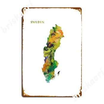 Zviedrija Akvarelis Kartes Plakātu Metāla Plāksne Kluba Pusei Mājas Sienu Dekors Skārda Apdares Parakstīt Plakātu