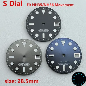 28.5 mm NH35 skalu Skatīties skala S dial, Blue Gaismas skalu Piemērots NH35 NH36 kustību pulksteņu piederumi Pulksteņu labošanas, lai