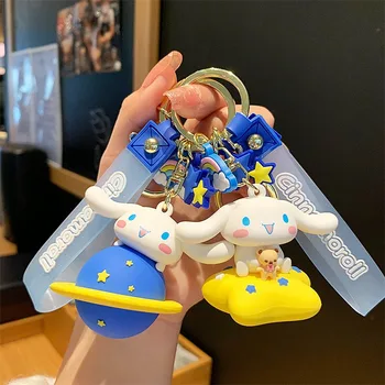 Sanrio Cinnamoroll Keychain Apdare Anime Darbības Rādītāji Cute Rotaļlietas Q Figurals Auto Atslēgu Apdare Modeli, Bērnu Dzimšanas Dienas Dāvanas